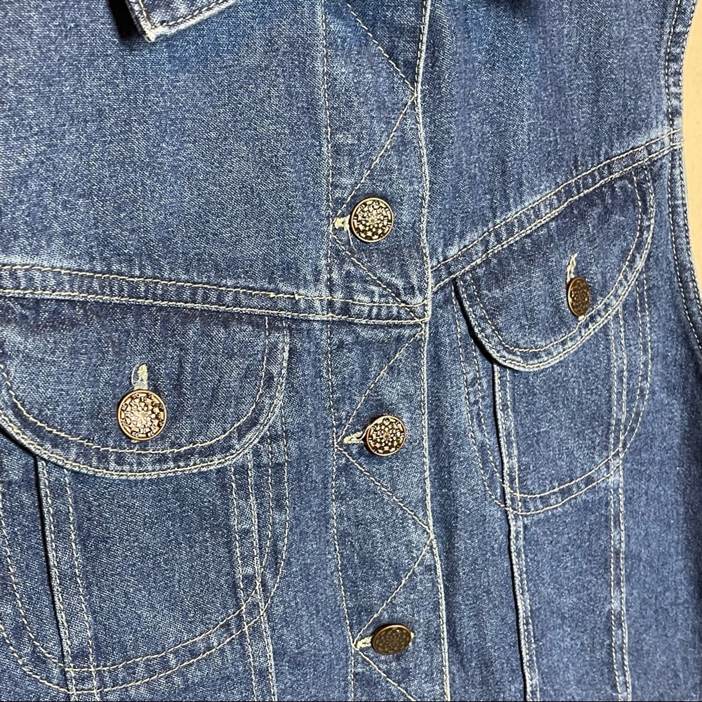 Vintage 90s Dark Wash Denim Vest Top - Picture 4 of 5